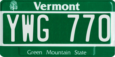 VT license plate YWG770