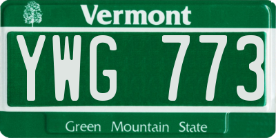 VT license plate YWG773