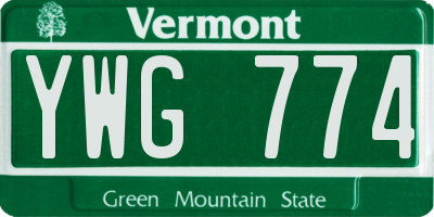 VT license plate YWG774