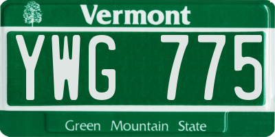 VT license plate YWG775