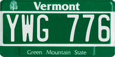 VT license plate YWG776