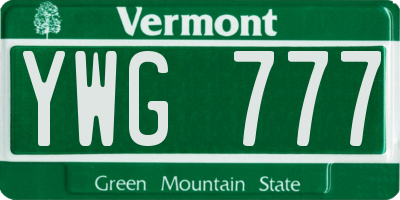 VT license plate YWG777