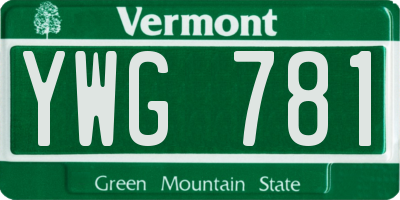 VT license plate YWG781