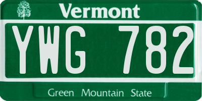 VT license plate YWG782