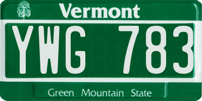 VT license plate YWG783