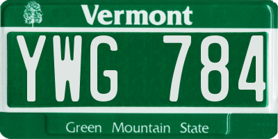 VT license plate YWG784