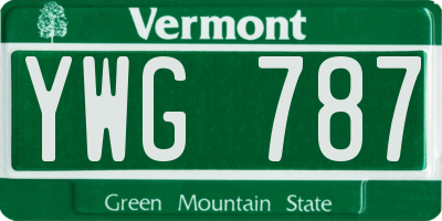 VT license plate YWG787