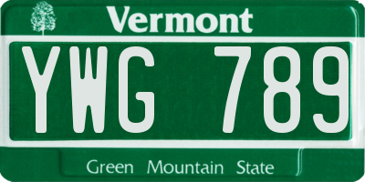 VT license plate YWG789