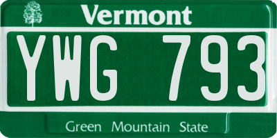 VT license plate YWG793