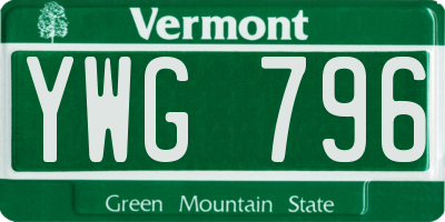 VT license plate YWG796