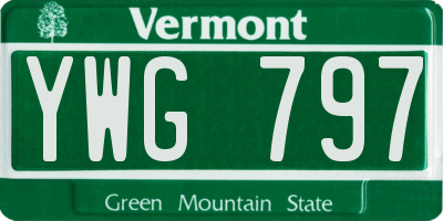 VT license plate YWG797