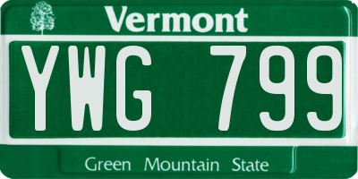 VT license plate YWG799