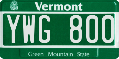 VT license plate YWG800