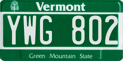 VT license plate YWG802