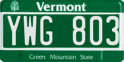 VT license plate YWG803
