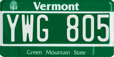 VT license plate YWG805