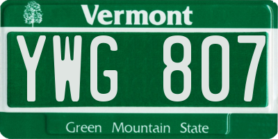 VT license plate YWG807