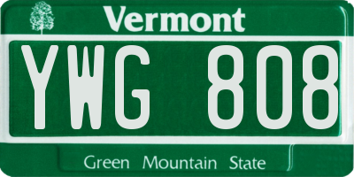 VT license plate YWG808