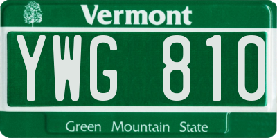VT license plate YWG810