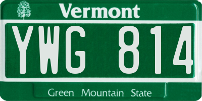VT license plate YWG814