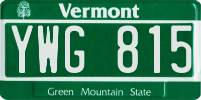 VT license plate YWG815