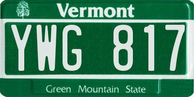 VT license plate YWG817