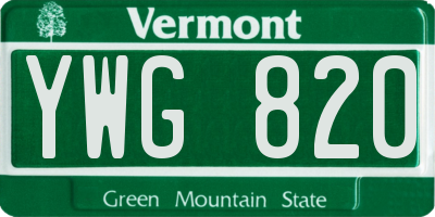 VT license plate YWG820