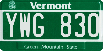 VT license plate YWG830