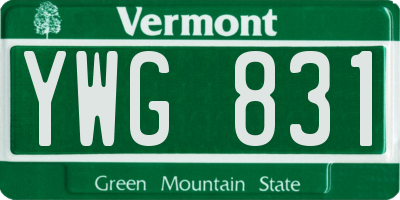 VT license plate YWG831