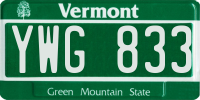 VT license plate YWG833