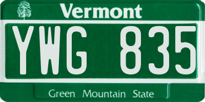 VT license plate YWG835