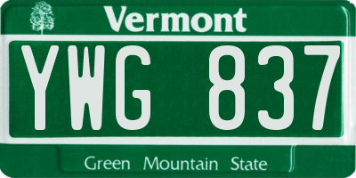 VT license plate YWG837
