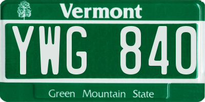 VT license plate YWG840