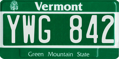 VT license plate YWG842