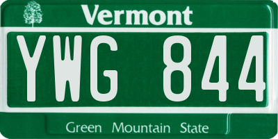 VT license plate YWG844