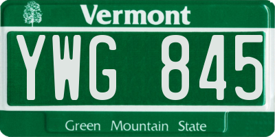 VT license plate YWG845