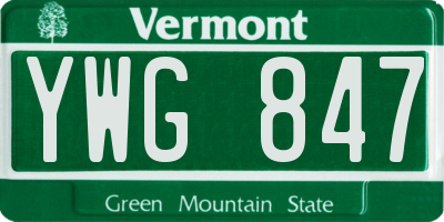 VT license plate YWG847