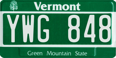 VT license plate YWG848