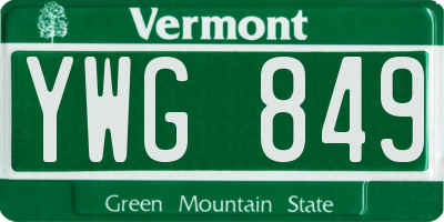 VT license plate YWG849
