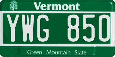 VT license plate YWG850