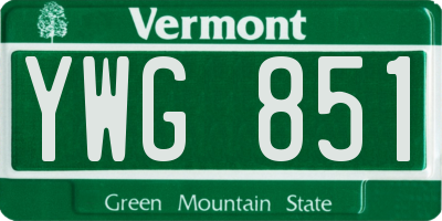 VT license plate YWG851