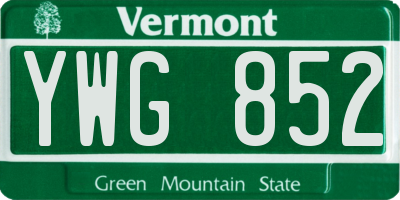 VT license plate YWG852