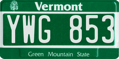 VT license plate YWG853