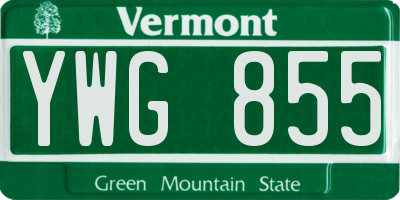 VT license plate YWG855