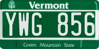 VT license plate YWG856