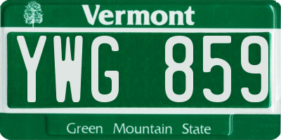 VT license plate YWG859