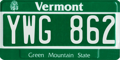 VT license plate YWG862