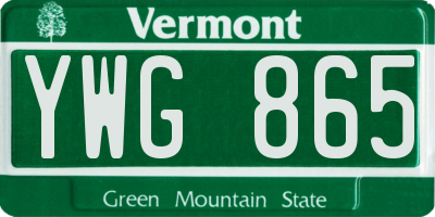 VT license plate YWG865