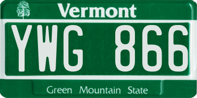 VT license plate YWG866
