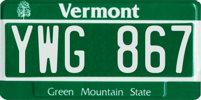 VT license plate YWG867